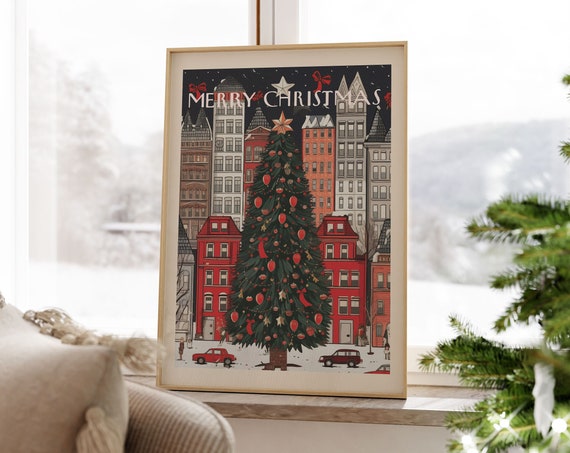 Vintage Christmas Print New York Christmas Tree Poster