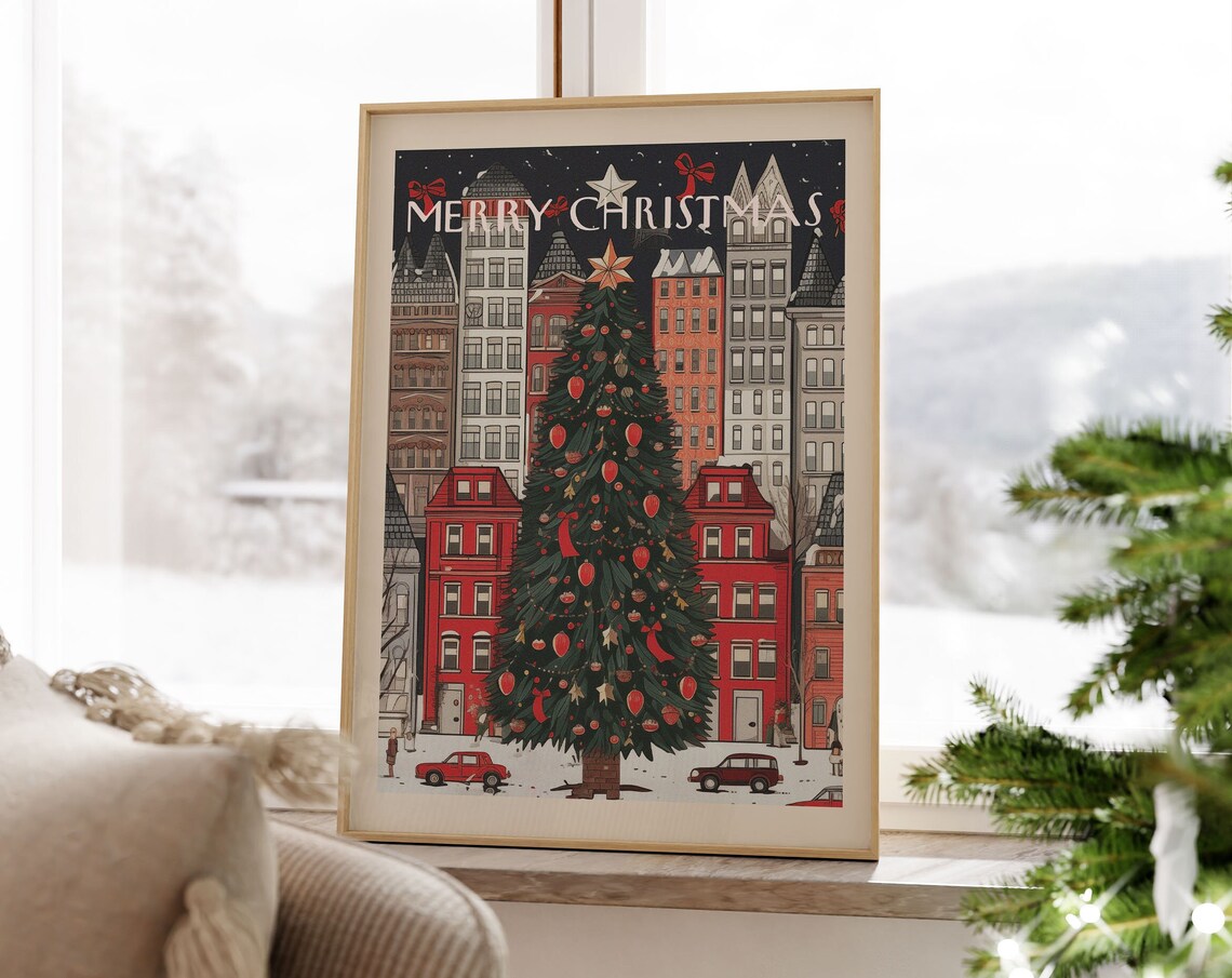 Vintage Christmas Print New York Christmas Tree Poster