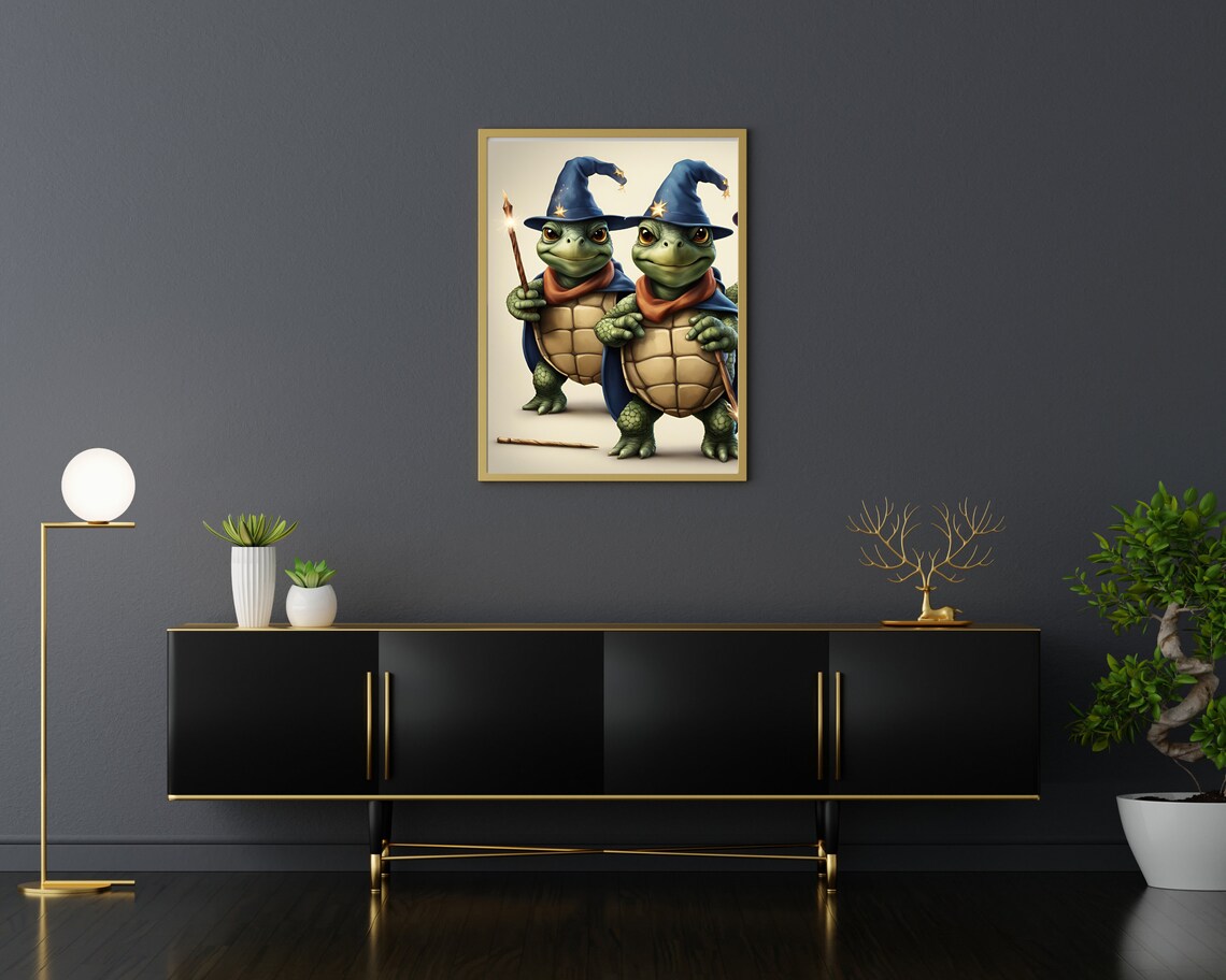 Wizard Turtles Cute Quirky Animal Art Print - Image 3