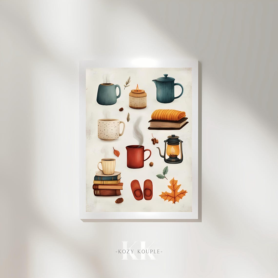 Winter Essentials Cozy Hygge Icons Mug Candle Books Winter Poster - Image 4