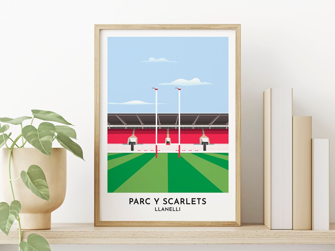 Llanelli RFC Parc Y Scarlets Illustrated Art Poster