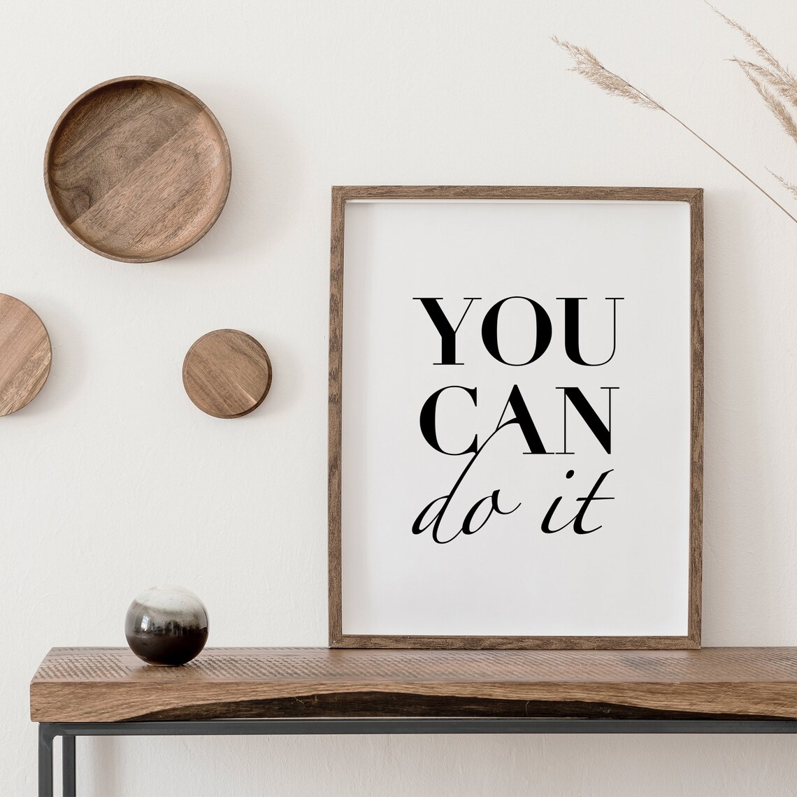 You Can Di It Art Print Message Art Inspirational Typography Print Monochrome Poster Black White Message Art Minimalist - Image 2