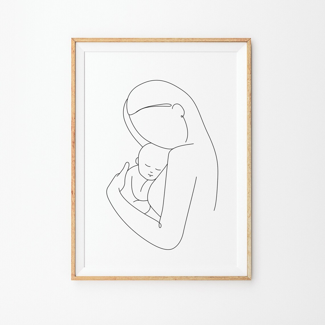 Mother Holding A Baby Print Mother And Baby Wall Line Art Nursery Line Art Mother And Child Line Drawing Mothers Day Gift
