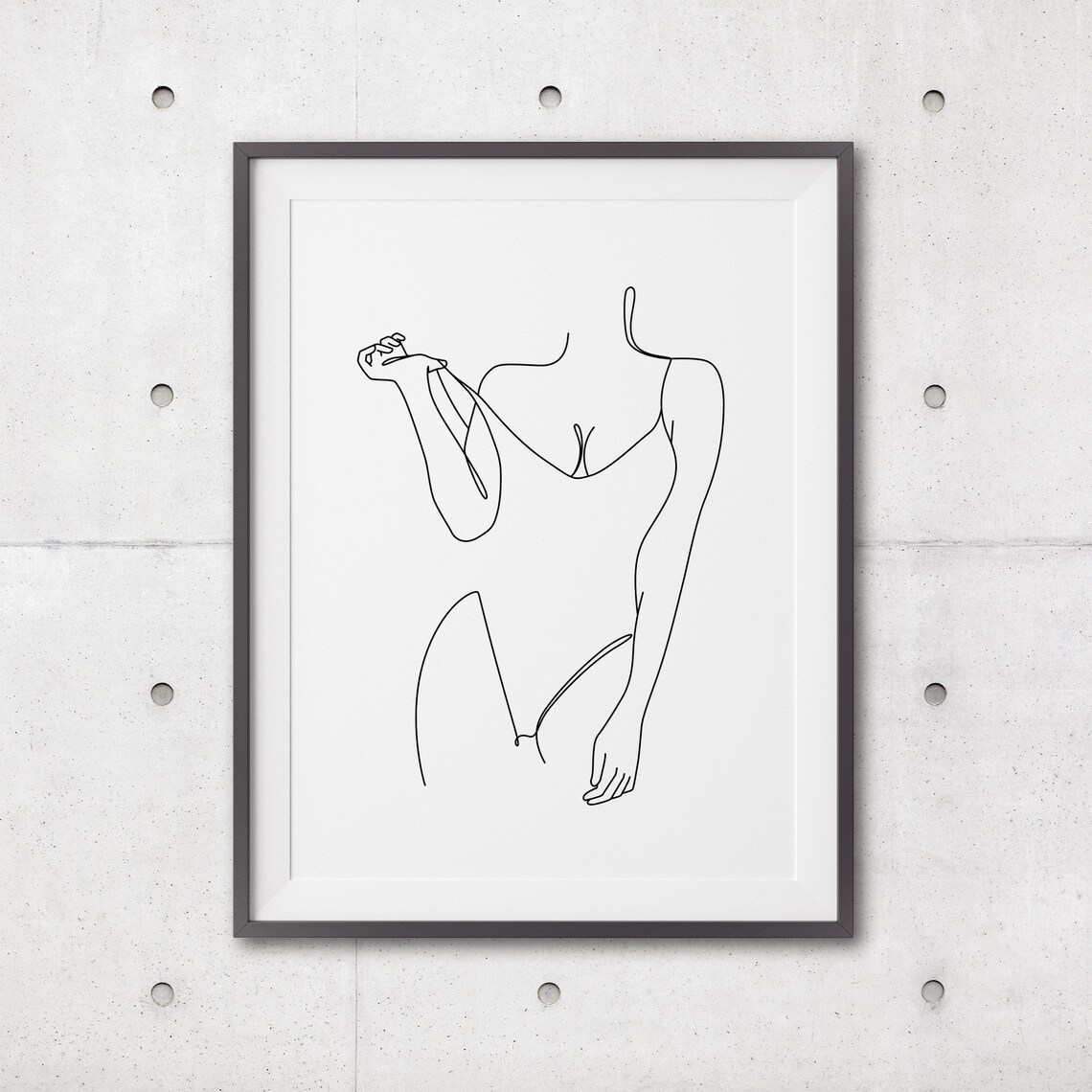 Standing Nude Woman Elegant Minimal Line Drawing Body Poster - Image 3