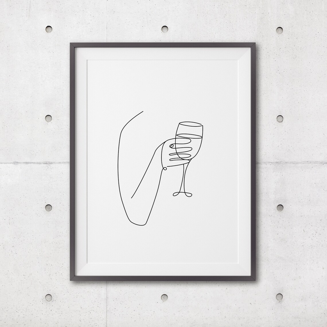 Hand Holding Wine Glass Minimalist Continuous One Line Poster - Image 3