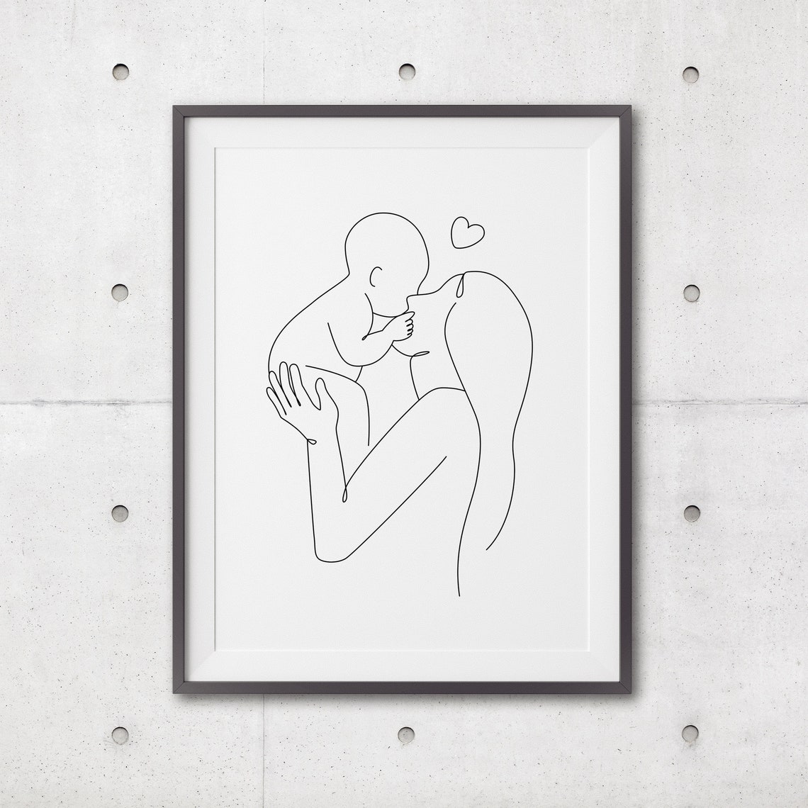 Kissing Mother And Baby Print Mother And Baby Wall Line Art Minimal Nursery Line Art Mother And Child Line Drawing Nursery Art - Image 3
