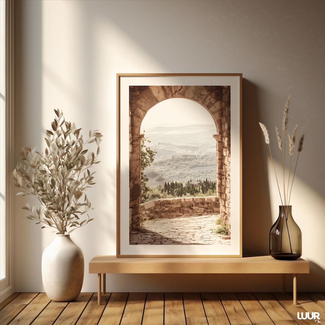 Tuscan Archway Stone Terrace Overlooking Italian Countryside Poster
