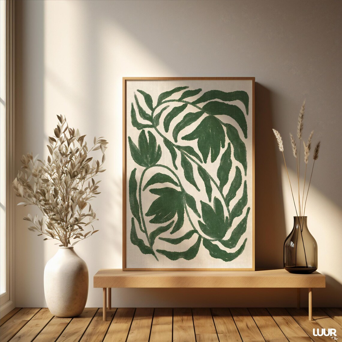 Green Botanical Boho Art Print for Home Decor