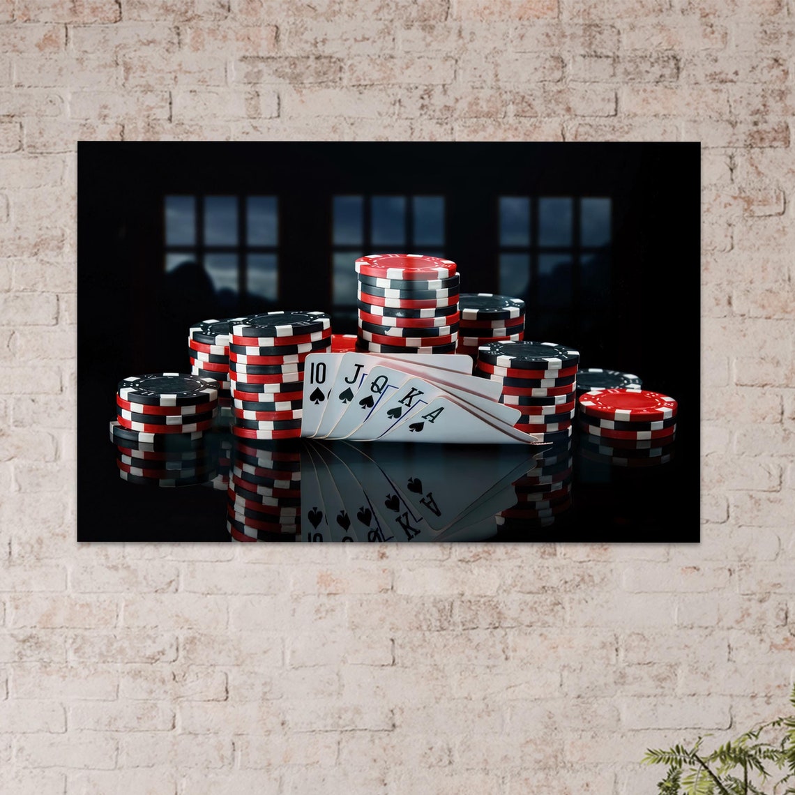 Poker Royal Flush Poster Spades Chips Casino Night Game Room Decor