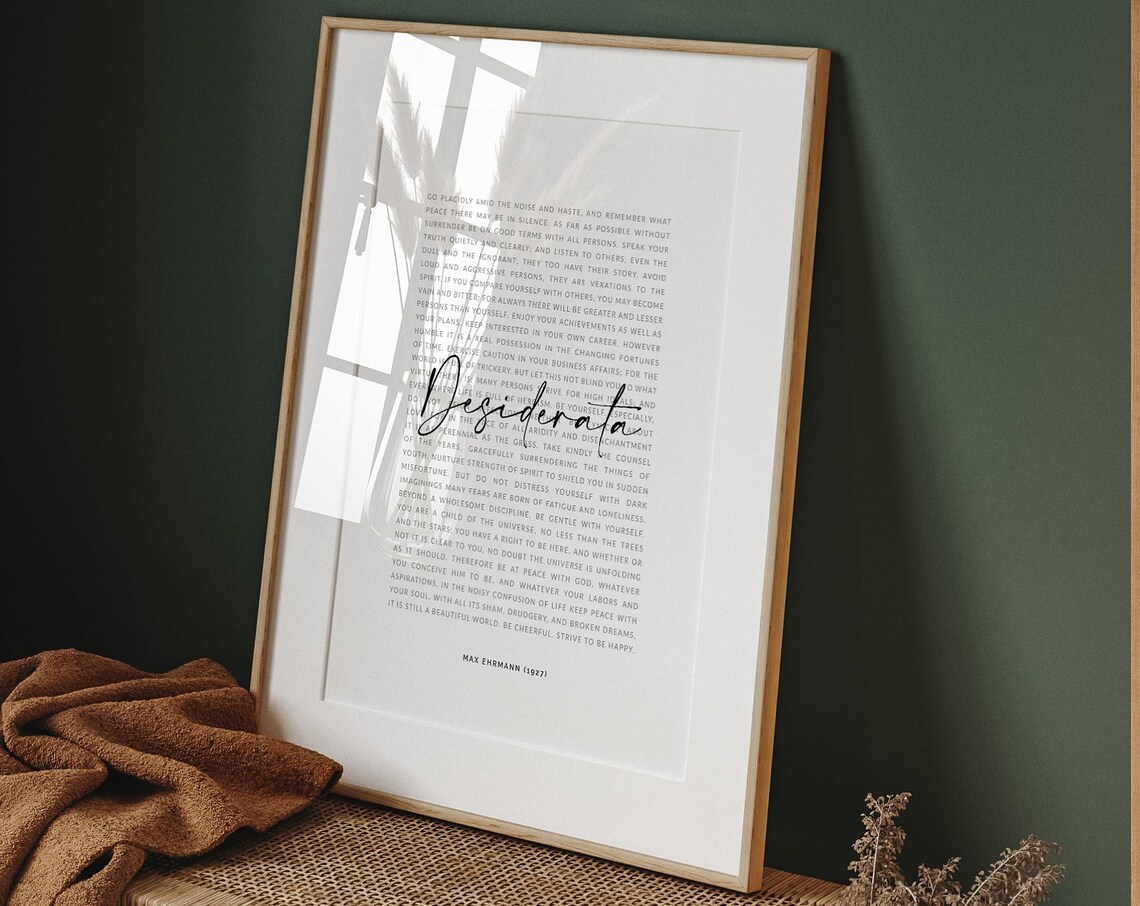 Desiderata Poem Art Print, Max Ehrmann Literature