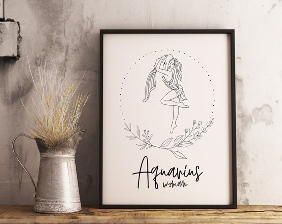 Aquarius Art Print Aquarius Gifts Aquarius Print Aquarius Decor Zodiac Gifts Aquarius Birthday Gift