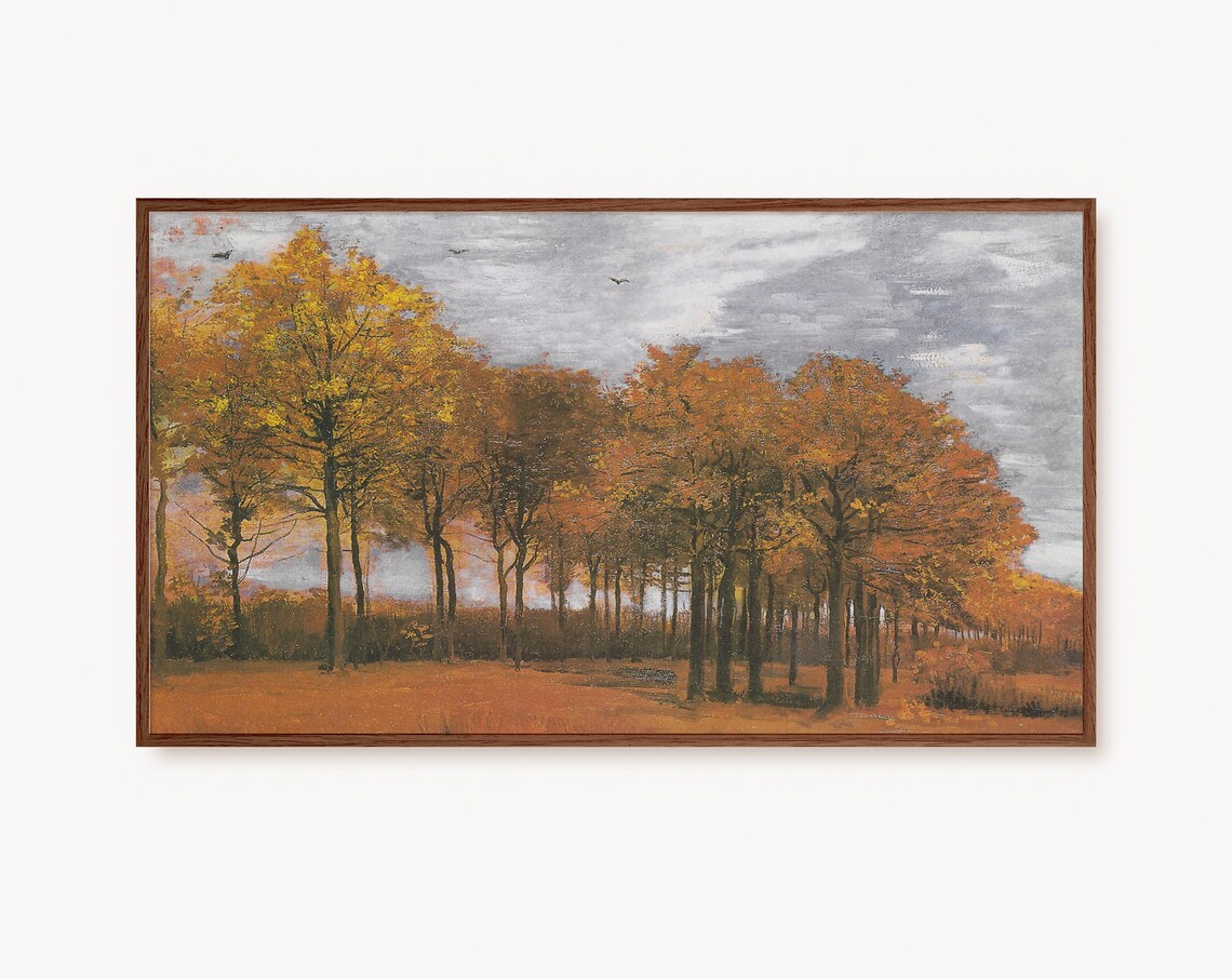 Golden Autumn Tree Grove Vintage Landscape Oil Painting Poster