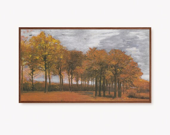 Golden Autumn Tree Grove Vintage Landscape Oil Painting Poster