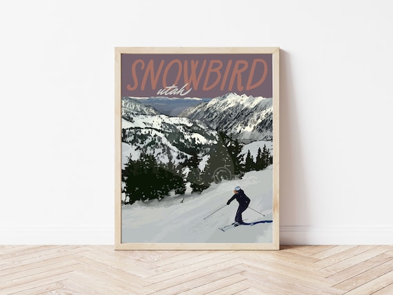 Snowbird Utah Vintage Travel Poster, Ski Resort