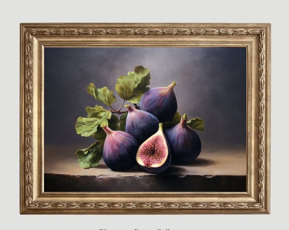Moody Figs Painting Vintage Fruit Still Life Kitchen Home Decor Oil Painting Country Kitchen Wall Art 320
