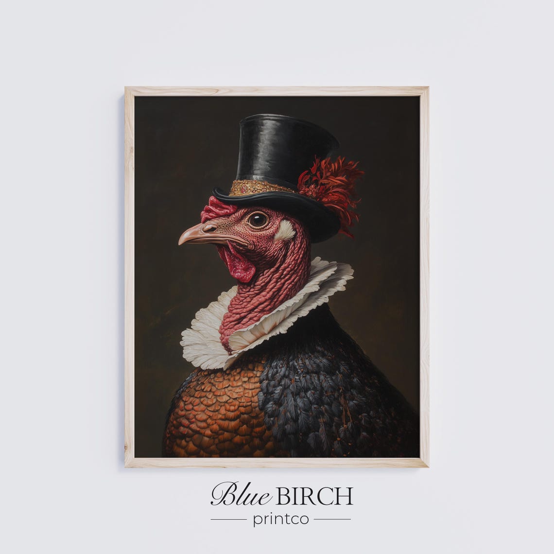Aristocratic Turkey In Top Hat Quirky Vintage Animal Portrait Poster