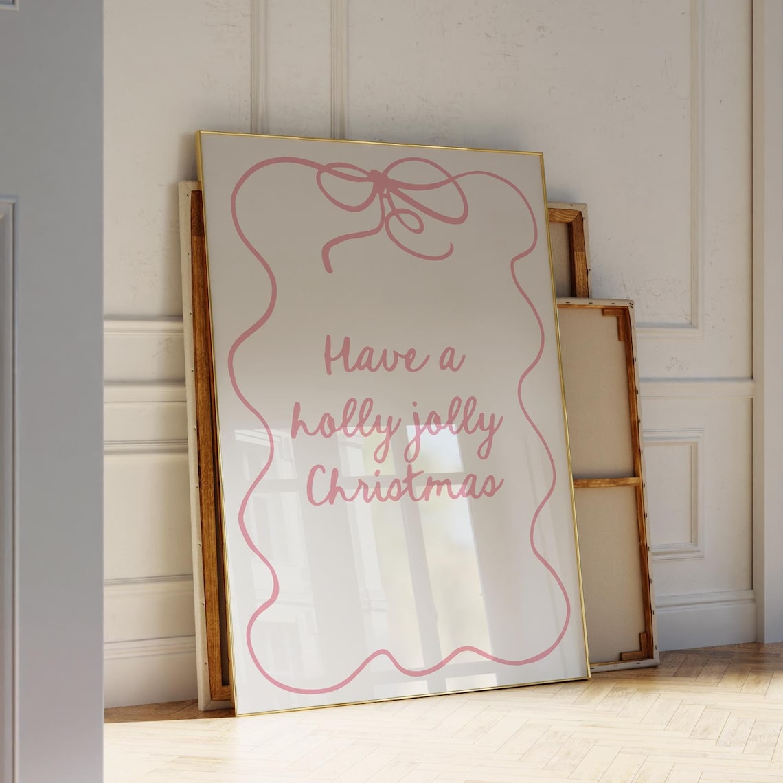 Holly Jolly Christmas Coquette Holiday Bow Art Print