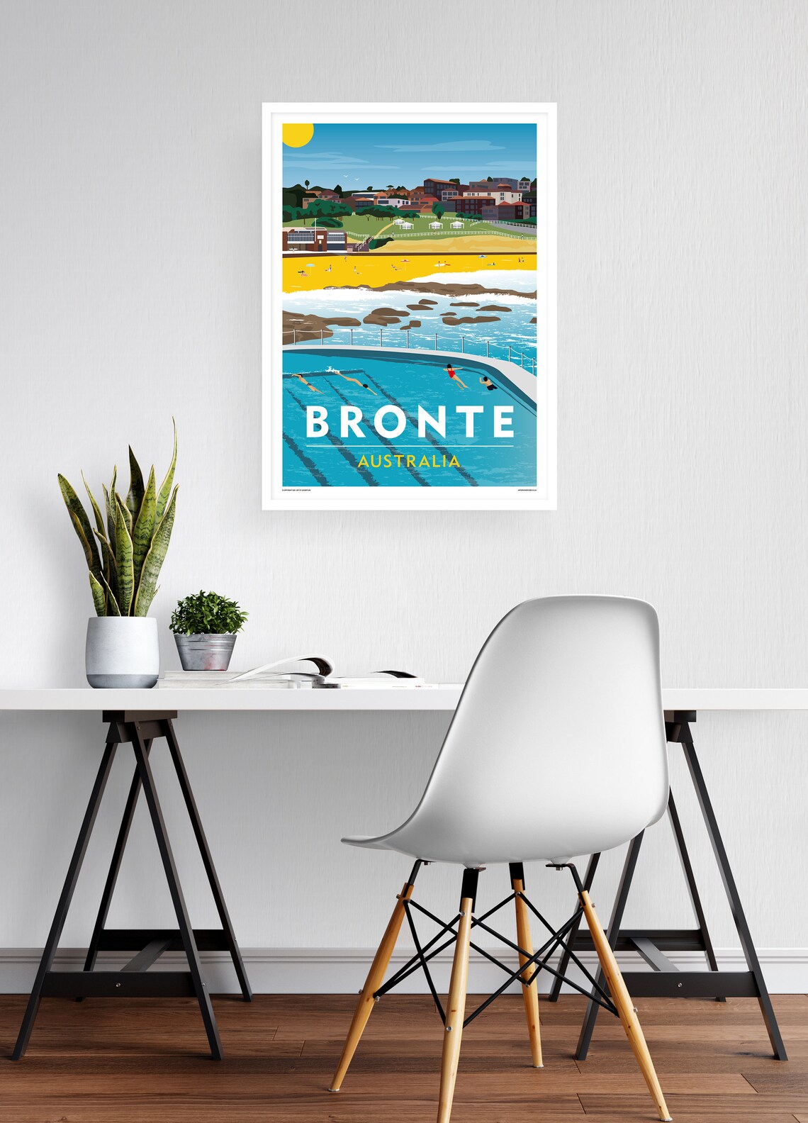 Bronte Beach Ocean Pool Swimmers Sydney Coastal Vintage Travel Poster - Image 2