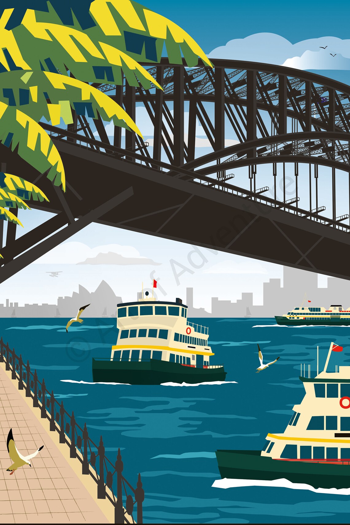 Harbour Bridge Sydney Vintage Travel Poster Art Print - Image 3