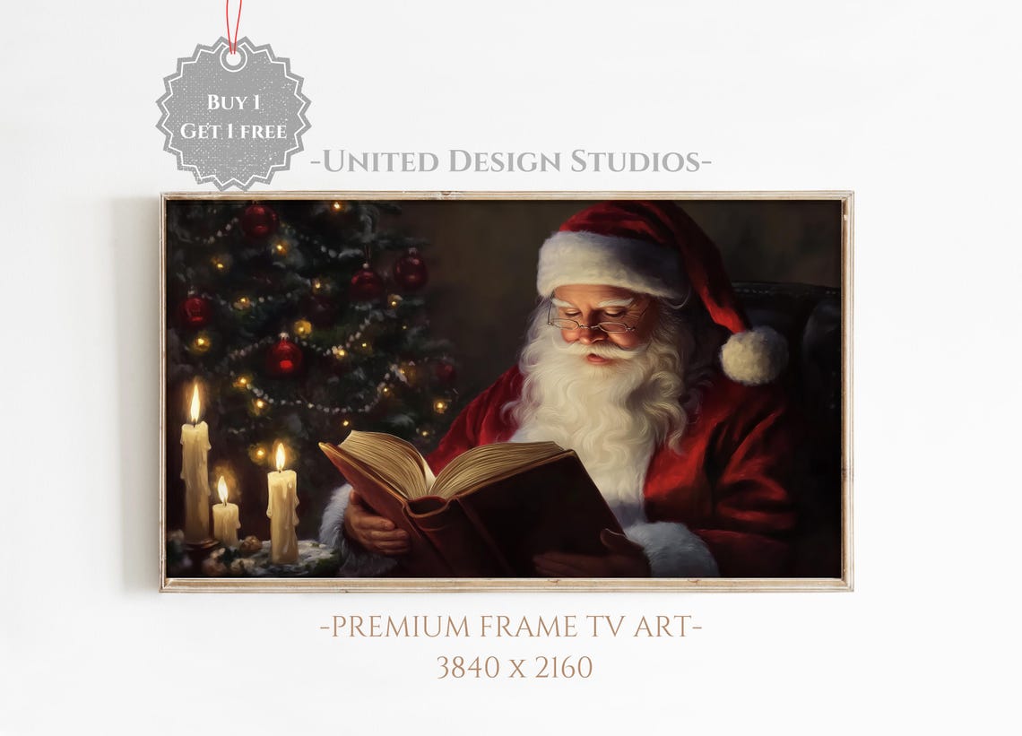 Christmas Frame Tv Art Santa Frame Tv Art Santa Claus Art For Tv Farmhouse Christmas Painting Holiday Frame Tv Art