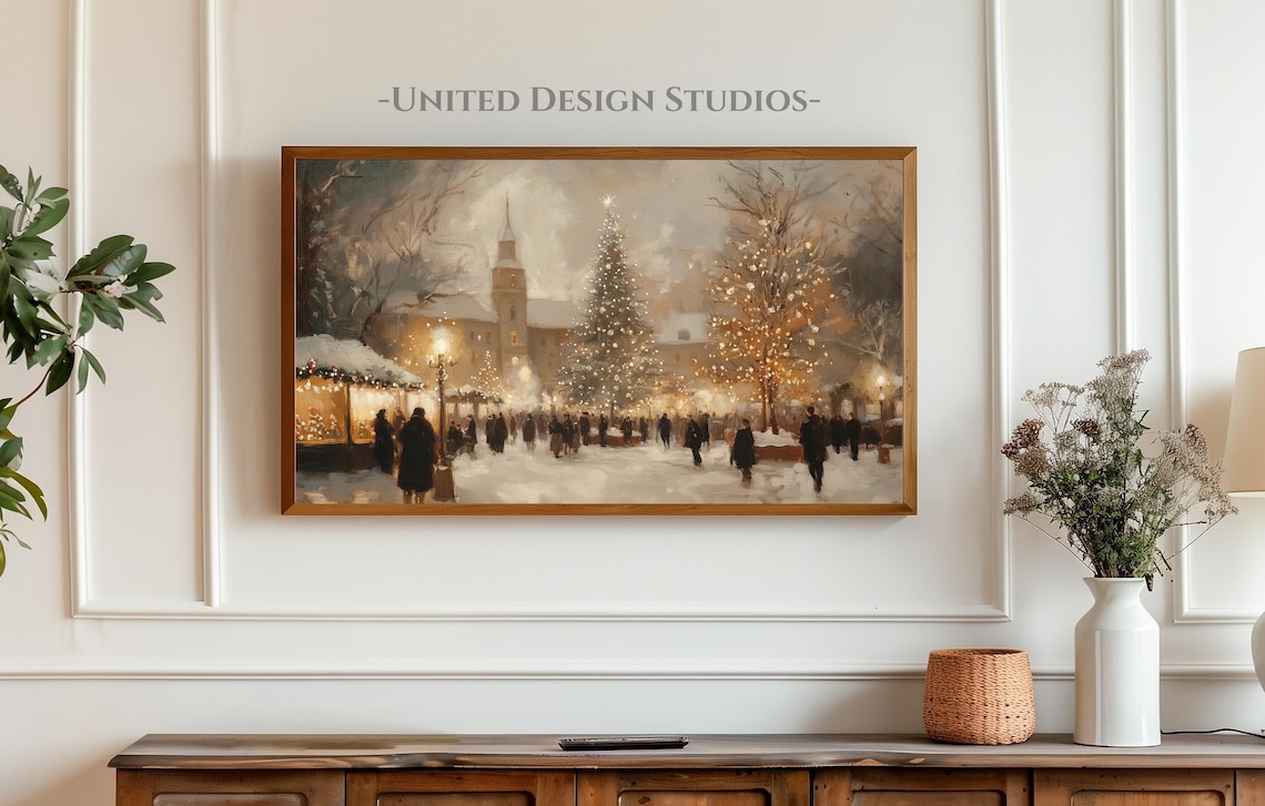 Winter Christmas Town Classic Christmas Village Art Print - Image 3