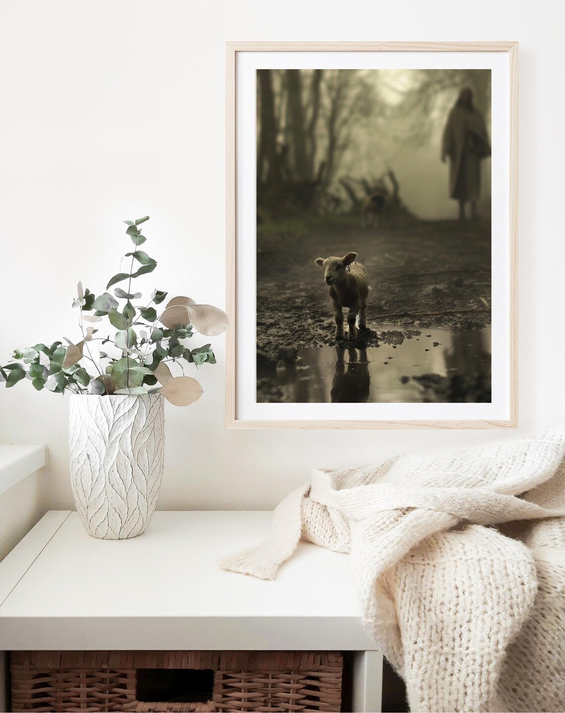 Jesus And The Lost Sheep Painting Christian Shepherd Lamb Religious Art Poster - Image 4