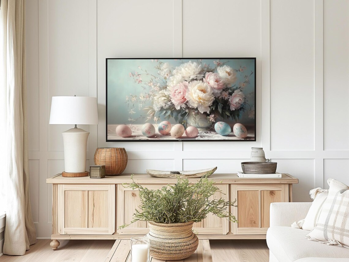 Farmhouse Easter Eggs Floral Frame TV Art Print - Image 3