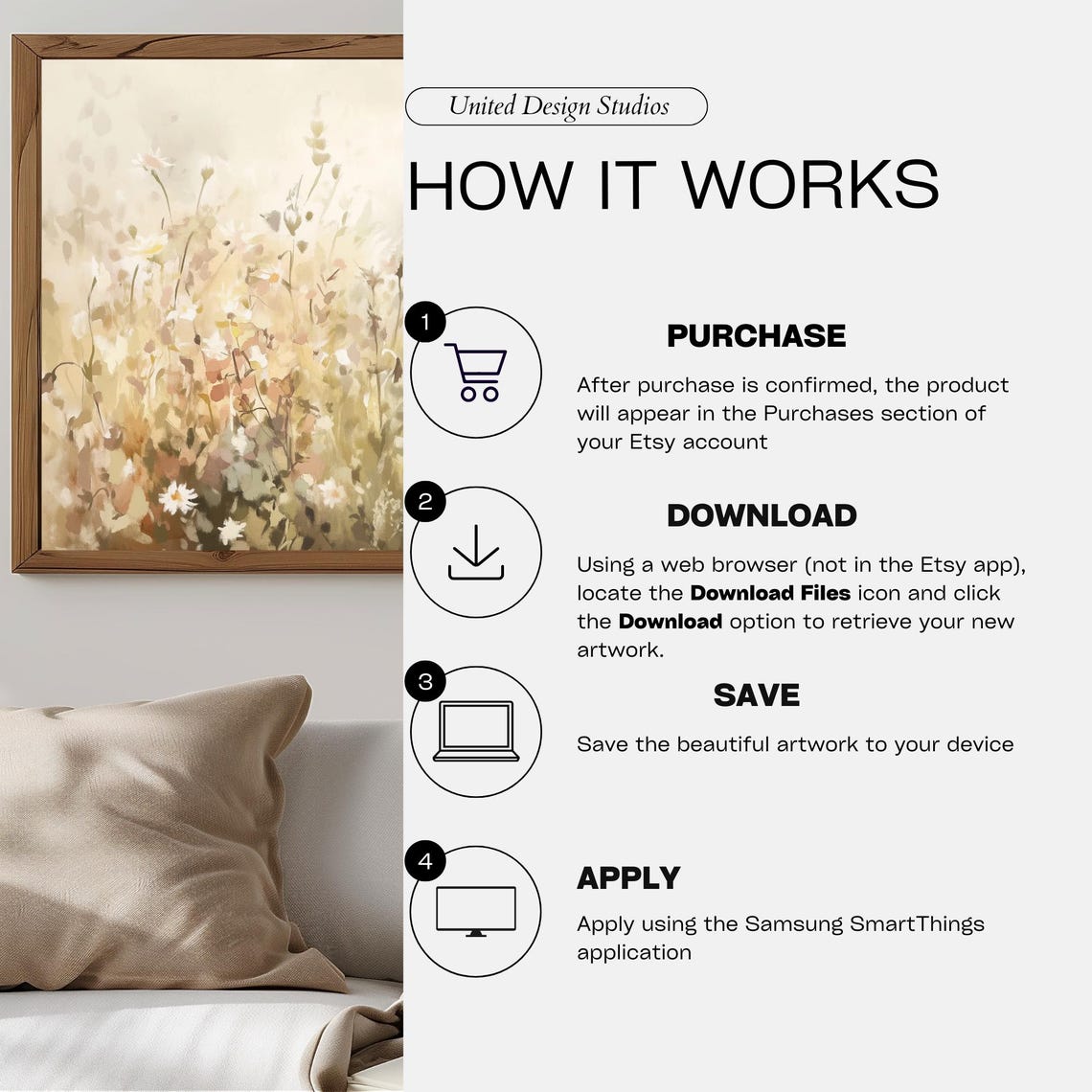 Soft Watercolor Wildflowers Beige Pink Spring Botanical Art Poster - Image 3