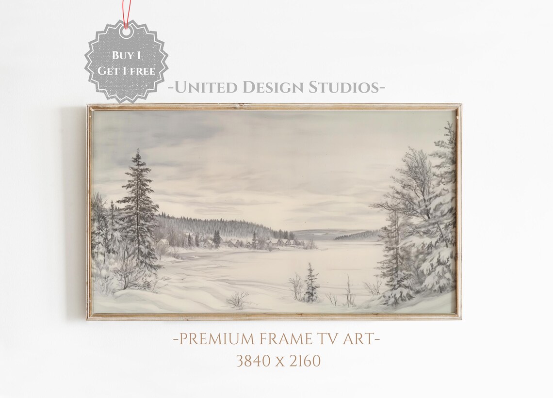 Winter Snow Landscape Art Print, Holiday Decor