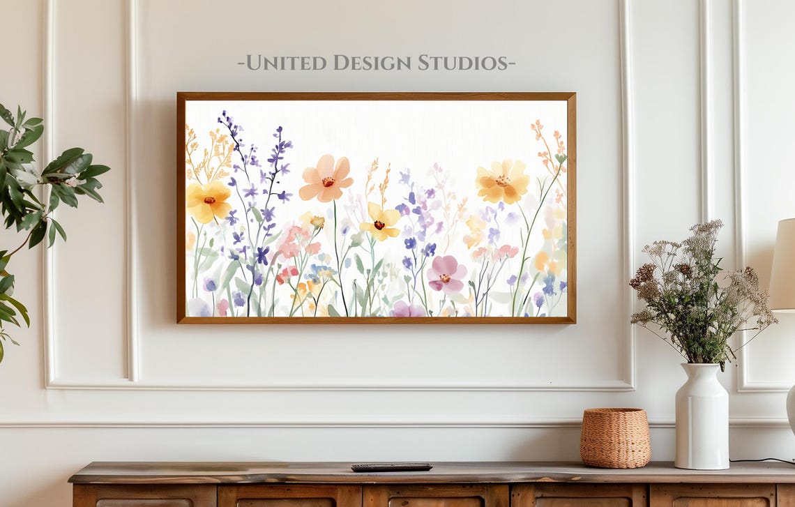 Pastel Wildflowers Watercolor Spring Meadow Botanical Wall Art - Image 5