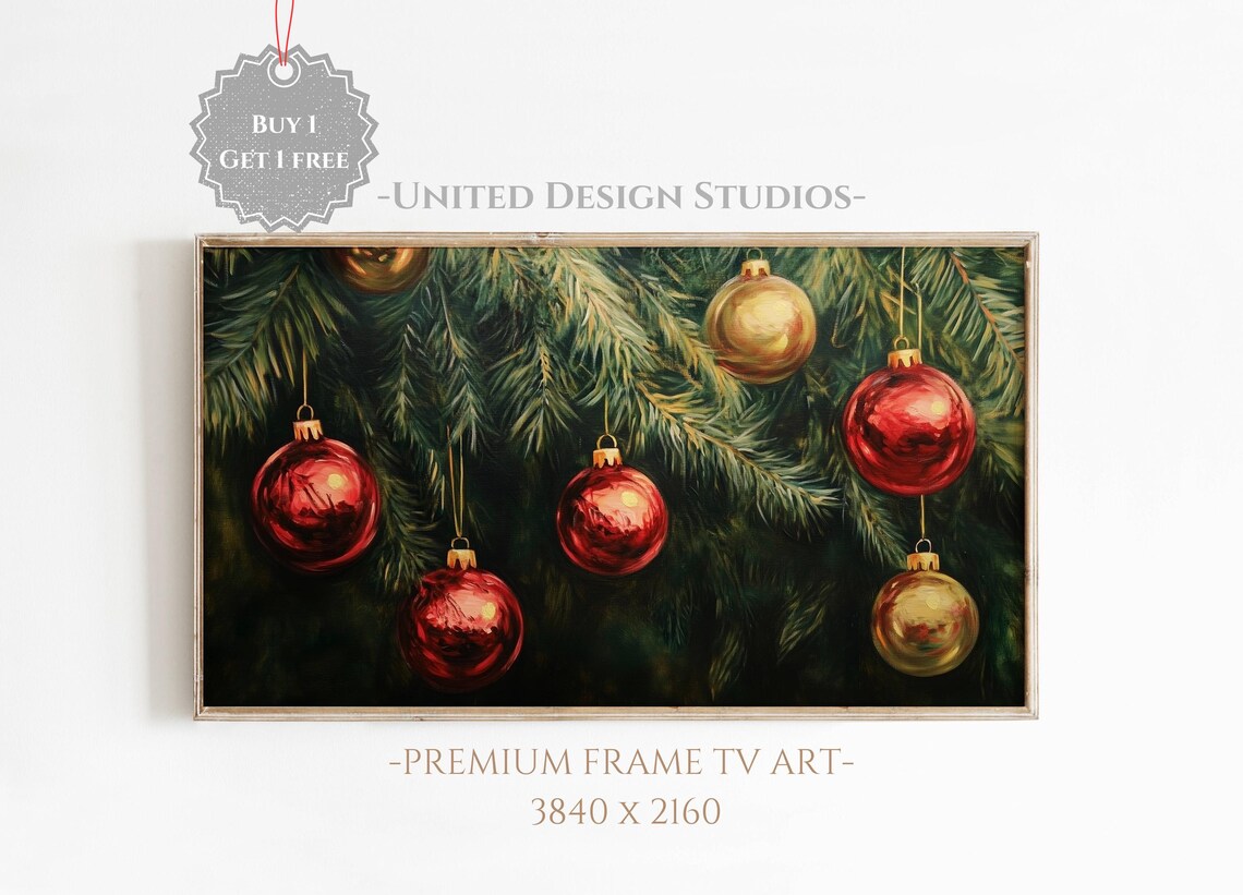 Christmas Tree Ornaments, Farmhouse Holiday Art Print