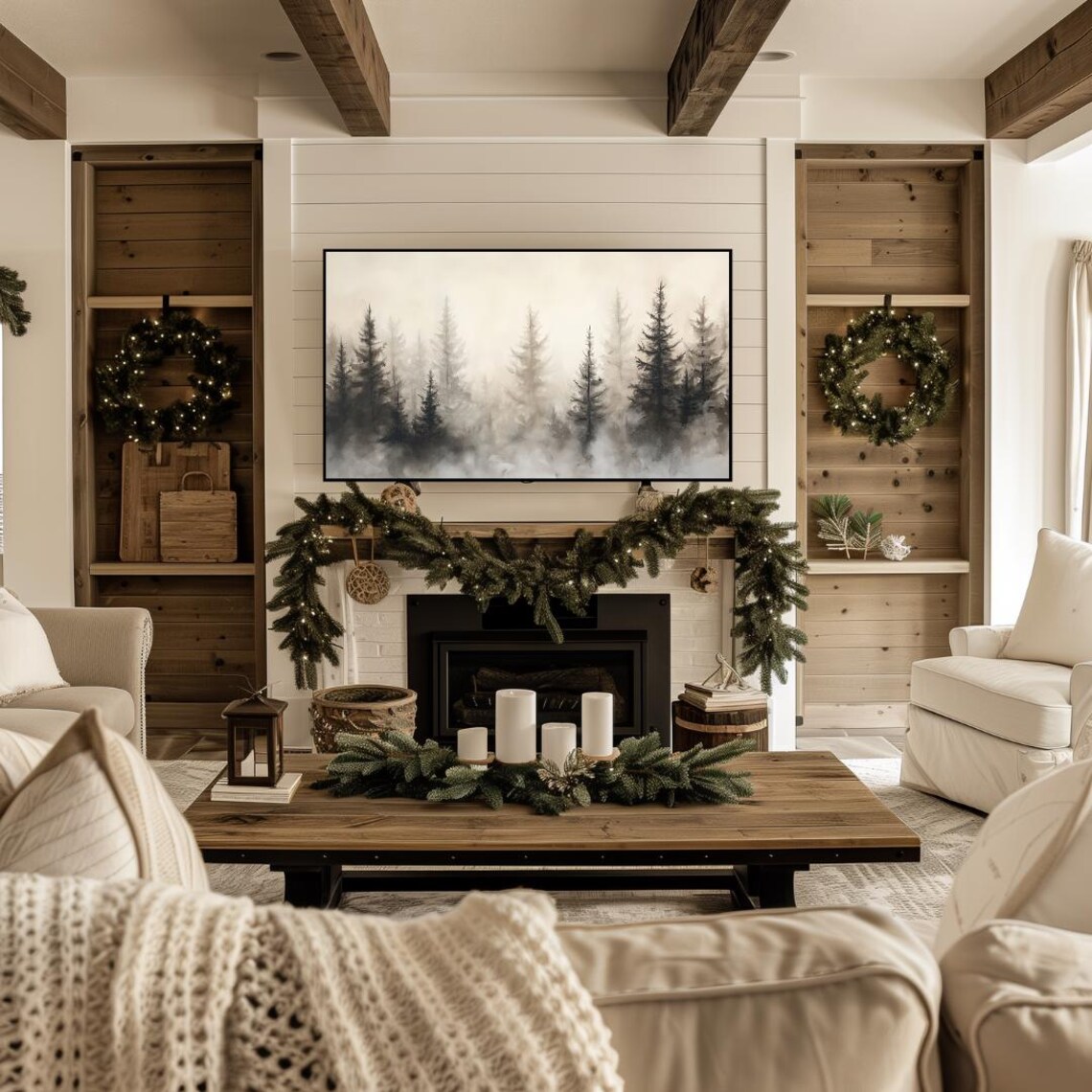Winter Forest Landscape Art Print, Rustic Neutral - Image 4