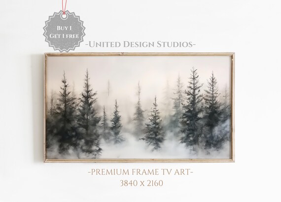 Frame Tv Winter Art Moody Winter Forest Landscape Frame Tv Art Rustic Winter Painting Of Evergreen Trees In The Snow