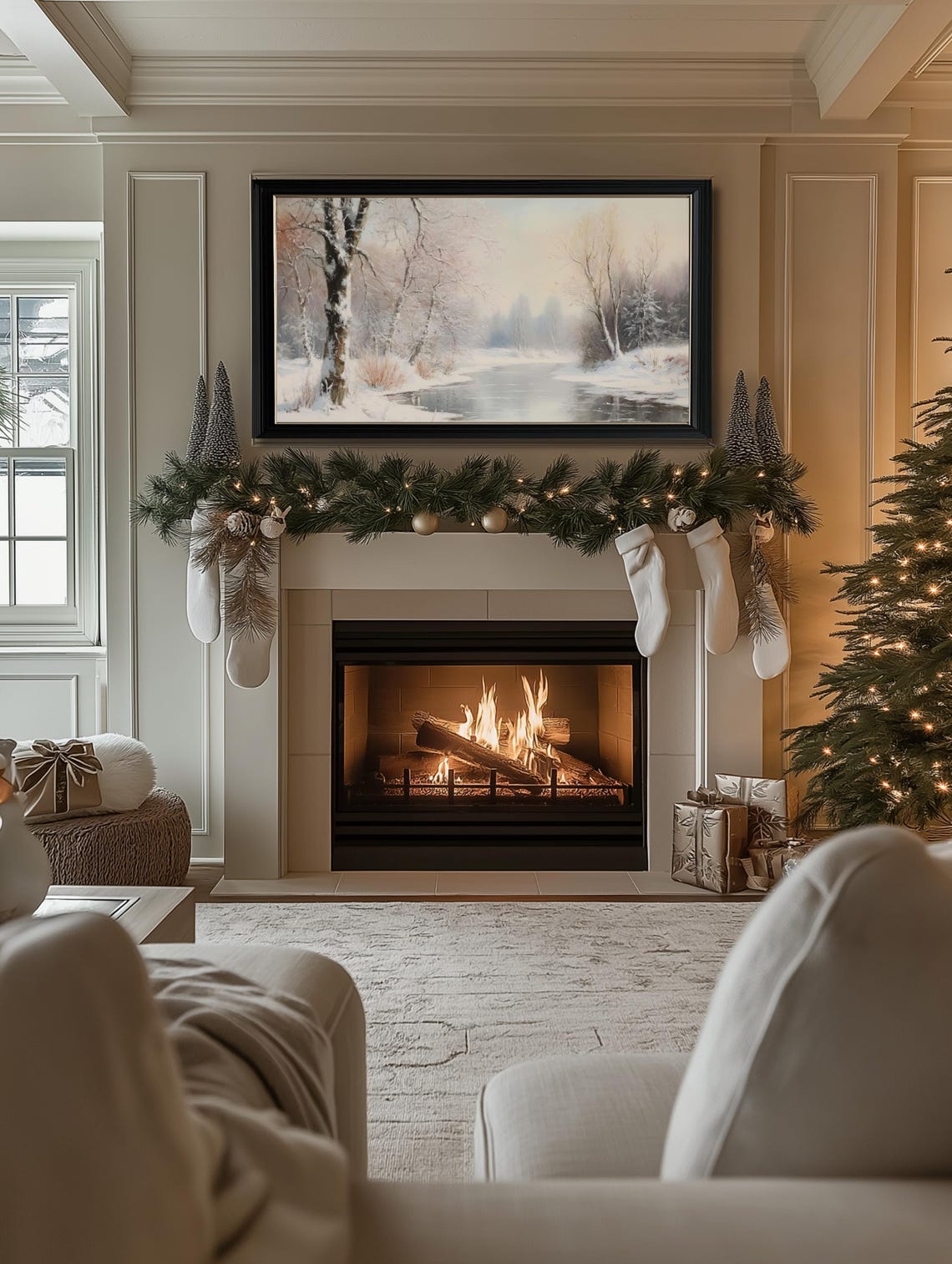 Winter Forest Stream Snowy Trees Frosted Quiet Landscape Wall Art - Image 3