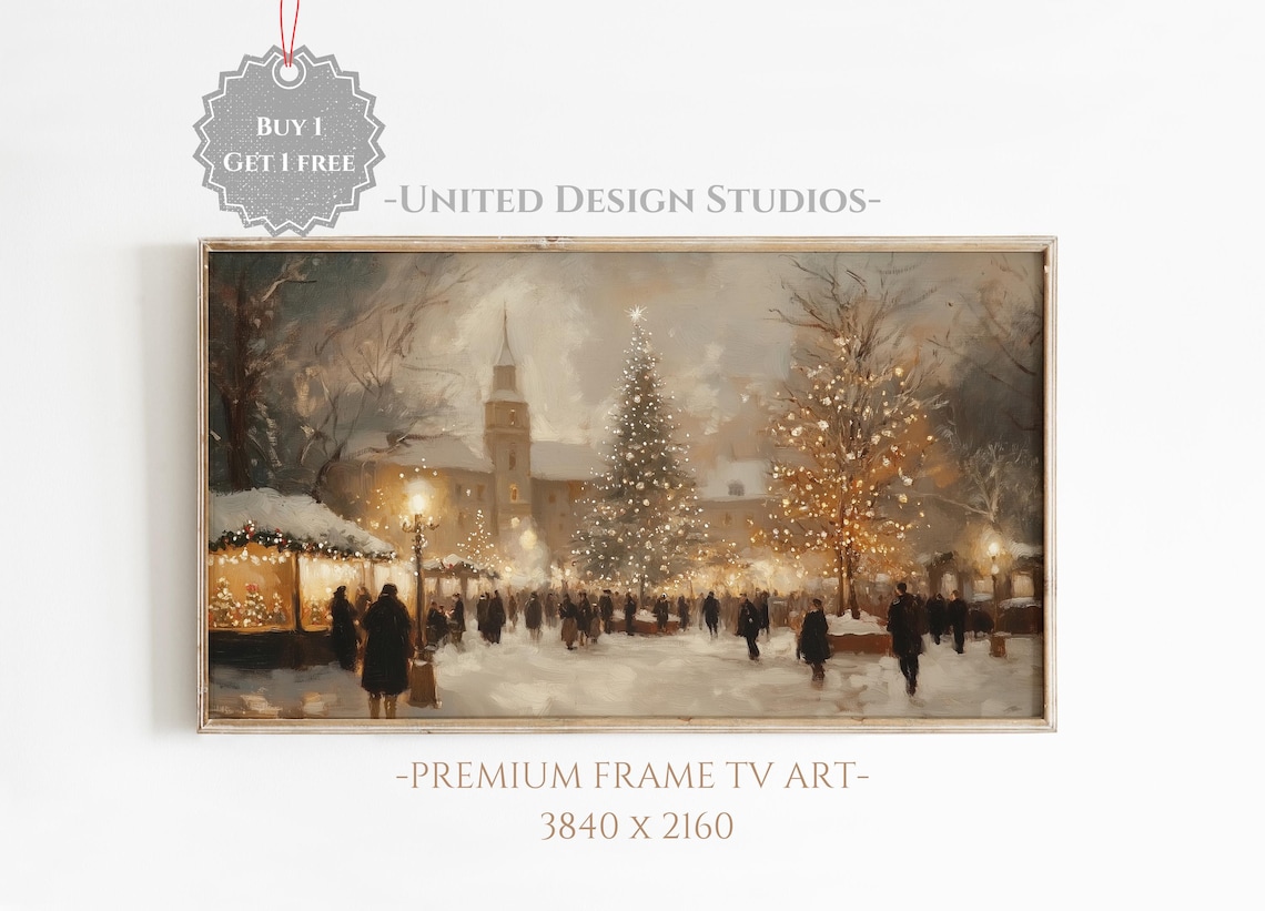 Winter Christmas Town Classic Christmas Village Art Print