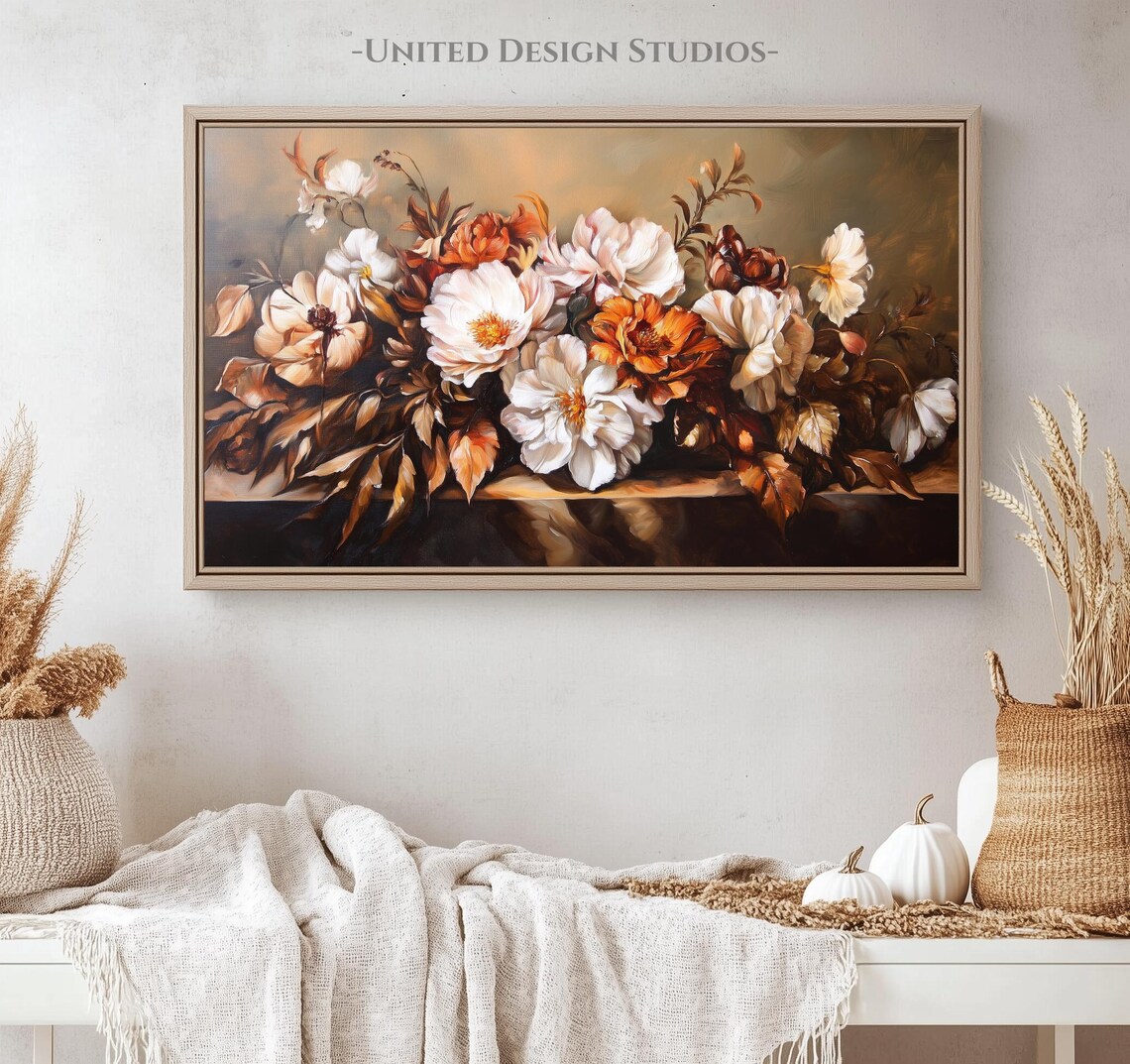 Fall Flowers Oil Painting, Baroque Style Art Print - Image 4