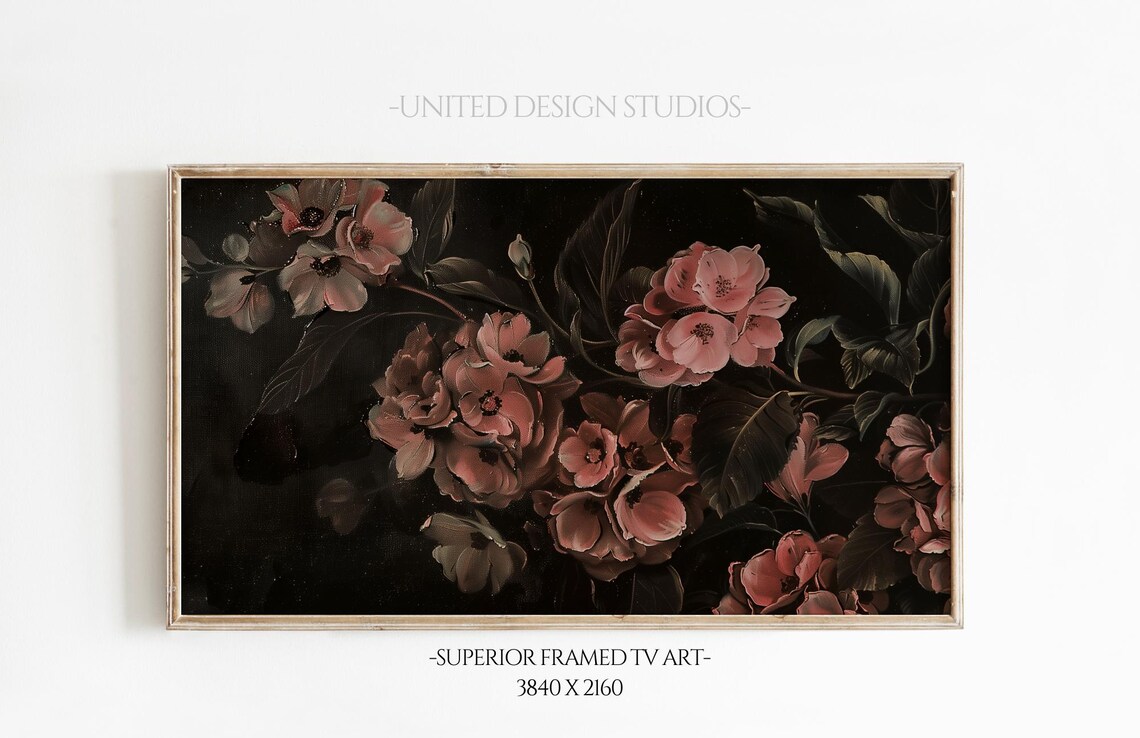 Pink Flowers Valentine's Day Floral Oil Painting Art