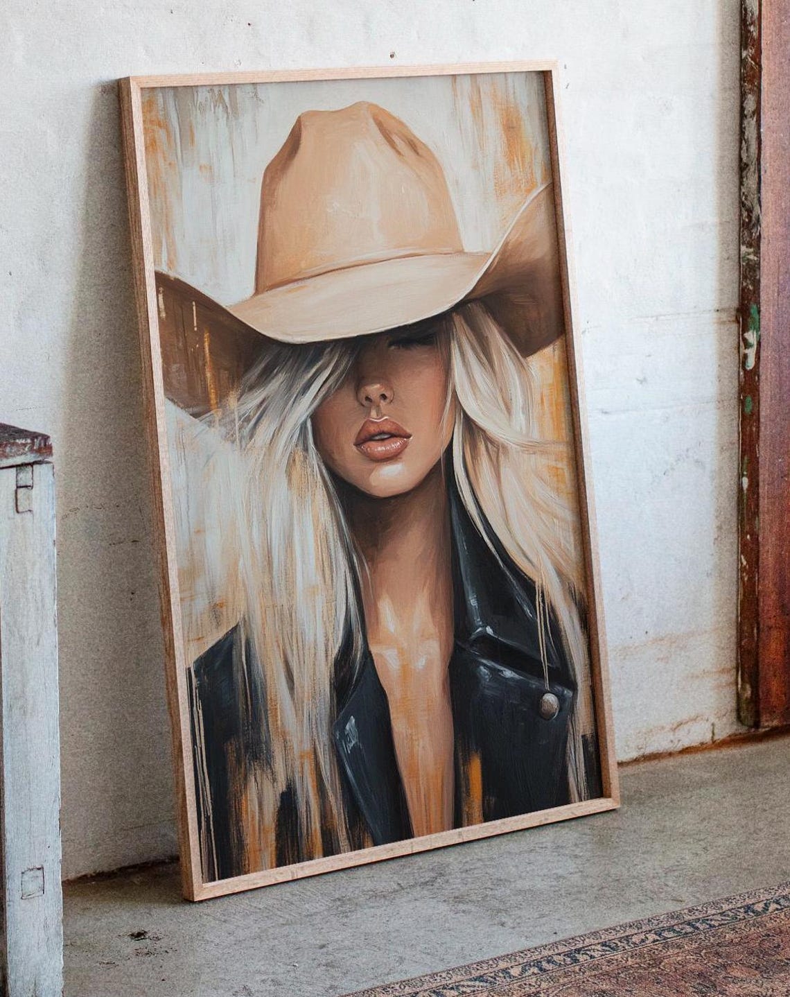 Cowgirl Portrait, Rustic Western Woman Art Print