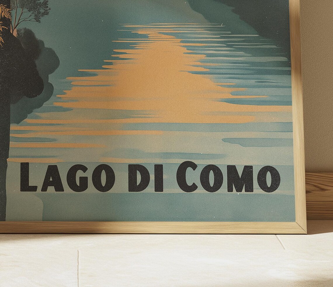 Vintage Lake Como Travel Poster, Abstract Italy Art - Image 3