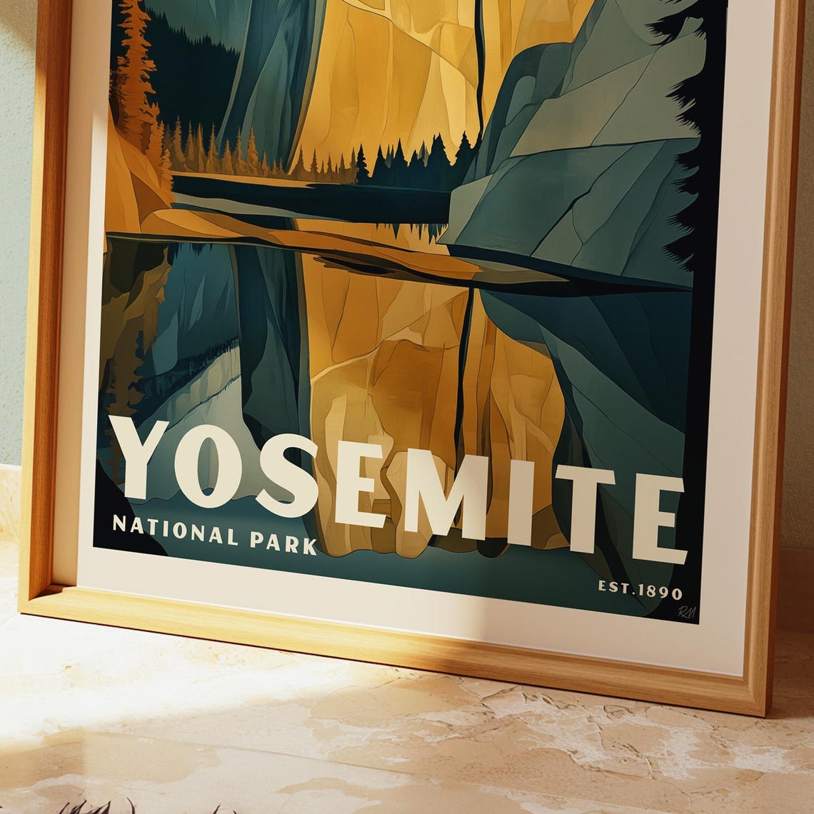 Yosemite National Park Vintage Poster El Capitan Reflection Scene Art - Image 4