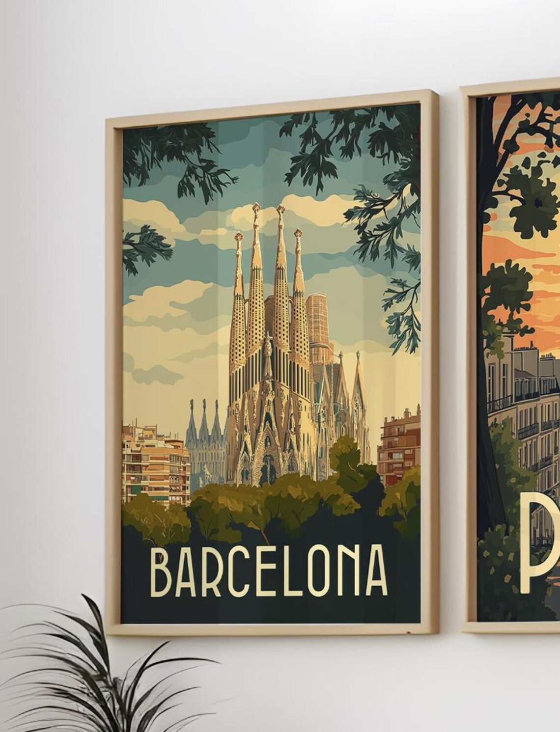 Barcelona Spain Sagrada Familia Basilica Retro Travel Poster - Image 2