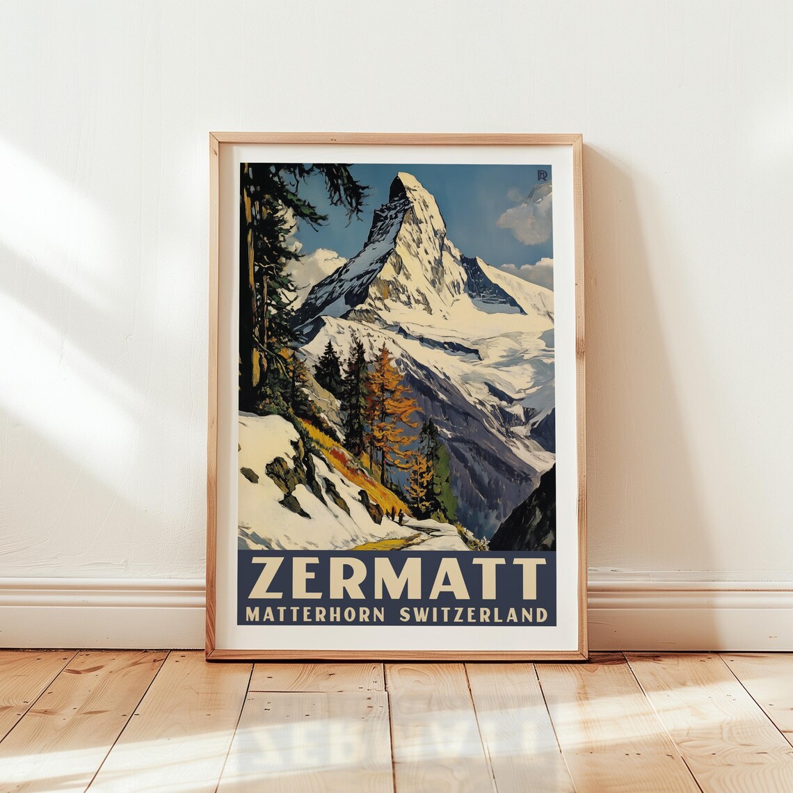 Matterhorn Vintage Swiss Alps Travel Poster