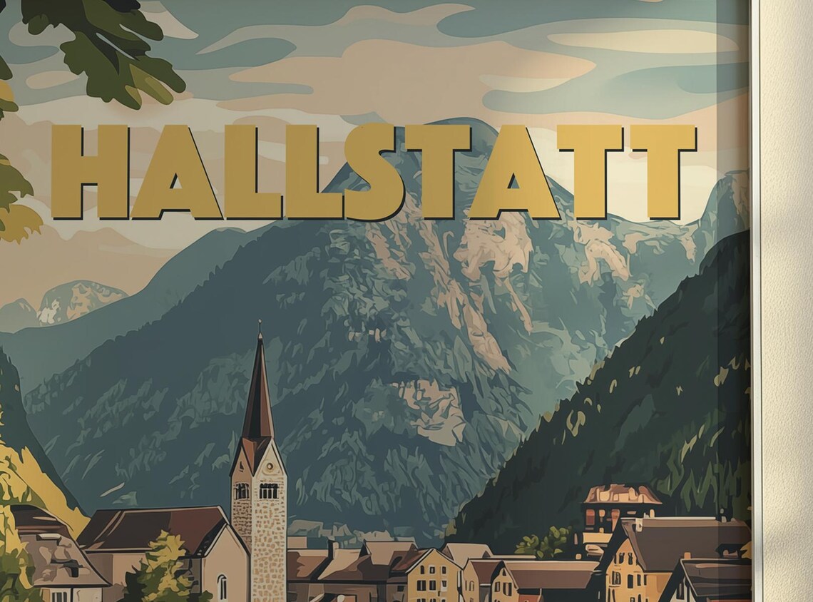 Hallstatt Austria Lakeside Village Church Mountain Lake Poster - Image 5
