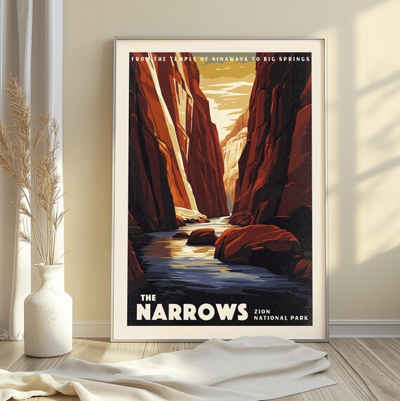 The Narrows Zion National Park Poster Majestic Canyon Art Print