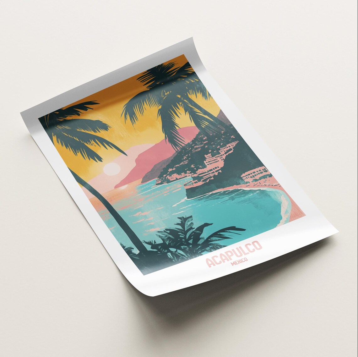 Acapulco Mexico Tropical Escape Series Retro Art Print - Image 4