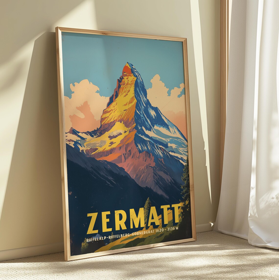 Zermatt Matterhorn Vintage Swiss Alps Travel Poster - Image 3