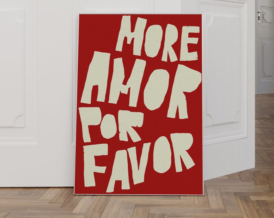 More Amor Por Favor Poster Love Quote Print Red Pink Wall Art Print Trendy Poster Aesthetic Modern Eclectic Poster Preppy Room Maximalist - Image 4
