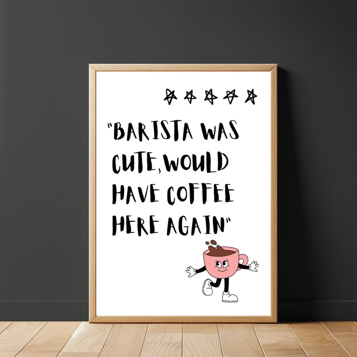 Cute Coffee Retro Style Art Print for Kitchen Cafe - Image 2