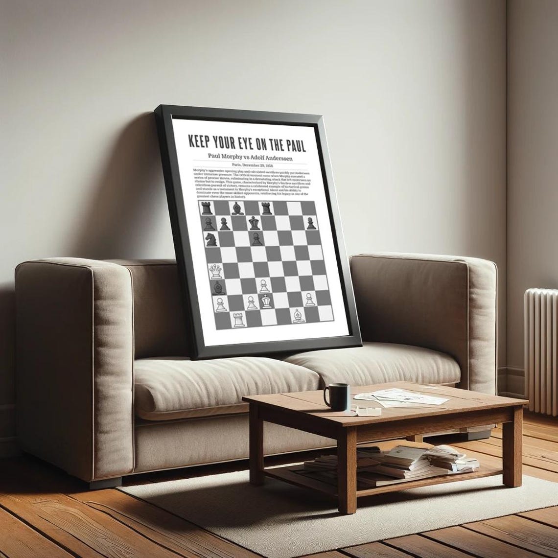 Keep Your Eye on the Paul Morphy vs Adolf Anderssen Chess Poster - Image 2