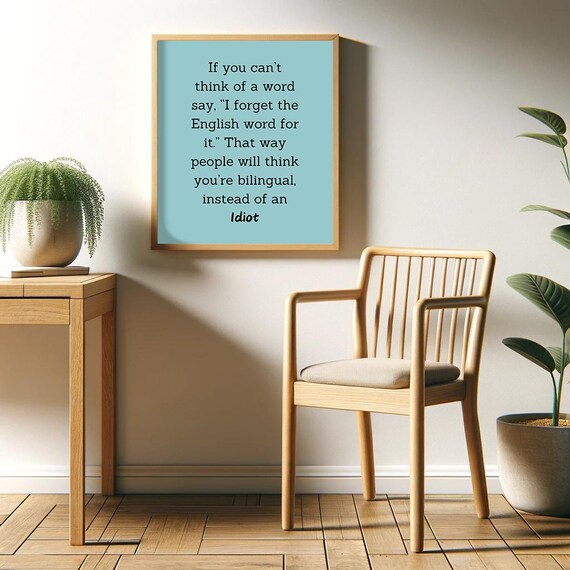 Bilingual Excuse Funny Poster Retro Wall Art Home Decor Humor Wall Hanging